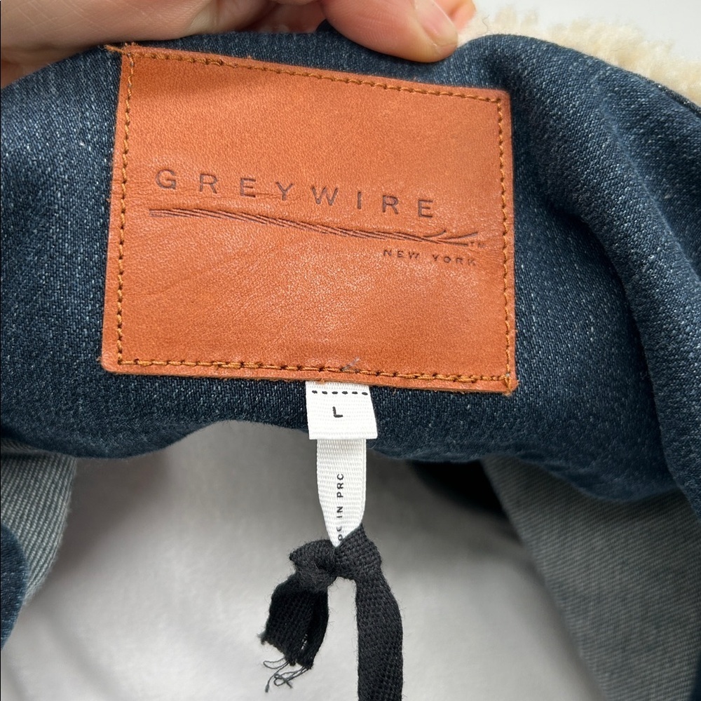 Greywire Sherpa Collar Denim Jacket Dark Wash Fitted Women Size L - Picture 2 of 12